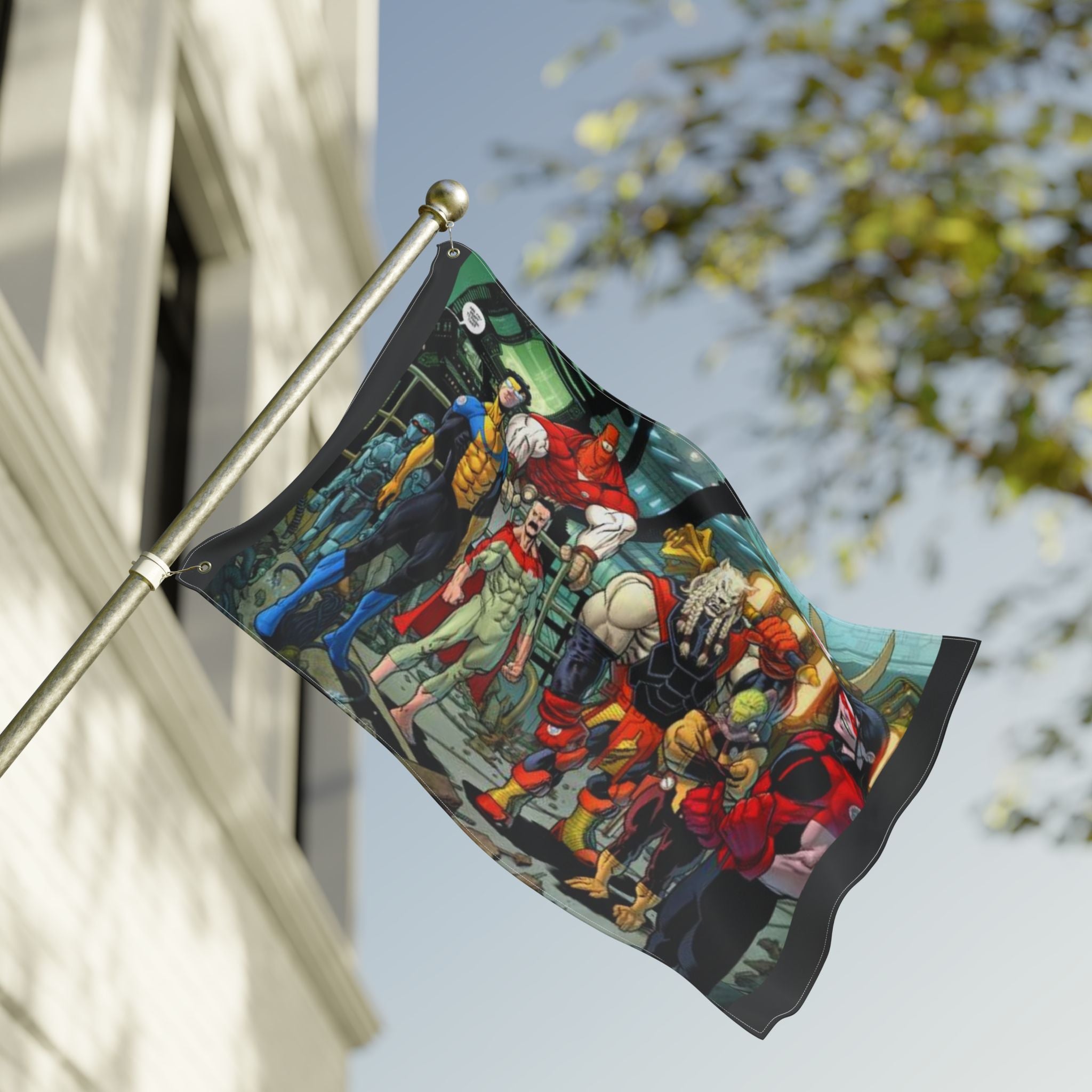 Invincible Superhero Double-Sided Flag — Comic Characters & Logo